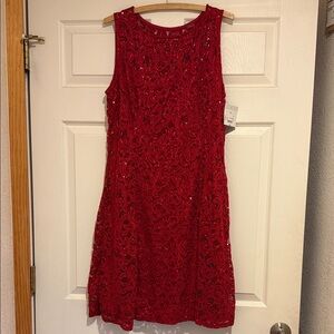 Liz Claiborne Red Sleeveless Lace Dress NWT size 14